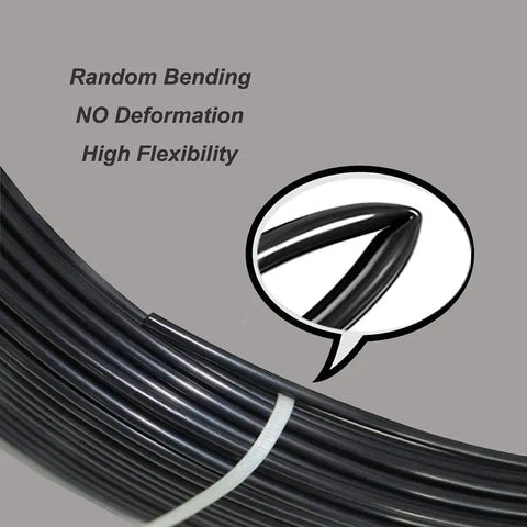 Close-up of 50 Ft Nylon Air Hose 1/4 Inch OD Black Beefed Up Pneumatic Tubing Coiled with Flexibility Insert