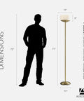Antique Brass Torchiere Floor Lamp With White Opal Glass Shade Uber Bright 300W Double Socket Uplight 71 Inch Tall with silhouette