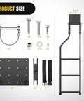 Foldable Truck Tailgate Ladder With Step Grip Plates For Pickup Trucks, Extendable Up To 42 Inches, Universal Fit For 34 To 42 Inch Cab Heights, Easy Install With Basic Tools, Durable Steel Construction For Safer Access, product size diagram