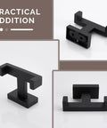 Matte Black Stainless Steel Double Towel Hooks For Wall Mount, showing SUS304 design in multiple angles, 2 Pack