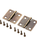 Antique Bronze Decorative Hinges For Wood Boxes And Cabinets, 38x34mm Butt Hinge Set, shown with screws, vintage hardware two-pack