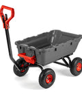 Heavy Duty 2 In 1 Garden Cart Dump Wagon With Convertible Handle 800 Pound Capacity 10 Inch Pneumatic Tires ready to roll
