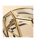 Close-up of the 12 Inch Vintage Brass Semi Flush Mount Ceiling Light With Diamond Glass Dome Gold Copper Finish