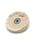 4 Inch 50 Layer Cotton Buffing Wheel With 10mm Arbor For High Speed Polishing And Bench Grinder Buffer Tools To Give Your Car Or Metal Project A Super Shiny Finish Fast, round cotton wheel with metal center.