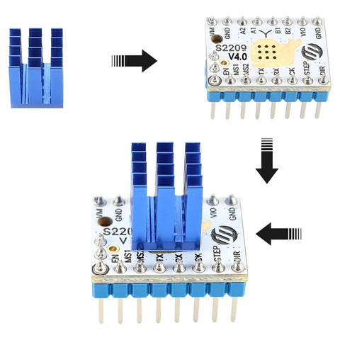 Whisper Quiet TMC2209 V4.0 Stepper Driver Kit With Heatsinks UART Mode 5 Pack Reprap RAMPS 1.4 MKS Gen L SKR V1.3