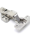 Close-up of a stainless steel hinge from the 20 Piece Stainless Steel Hydraulic Cabinet Door Hinges With Soft Close Damper No Fuss Gold Finish Easy Install Clips Heavy Duty Cupboard Hardware For Kitchen Cabinets And Furniture.