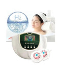 Hydrogen Bath Generator With 99.99 Percent H2 Concentration Using SPE Electrolysis Tech For Foot Baths And Facial Cleansing Delivers 1000 To 3000 PPB And Is A Game Changer For Fatigue Relief Boosts Blood Circulation Softens Skin And Immune Health showing device and woman relaxing in bath
