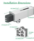 Tough As Nails Soft Close Cabinet Dampers Smooth Operator with installation dimensions for adjustable use in cabinets.