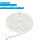 Round white fiberglass stove gasket rope, 86-inch long, 6mm diameter, high-temperature seal.