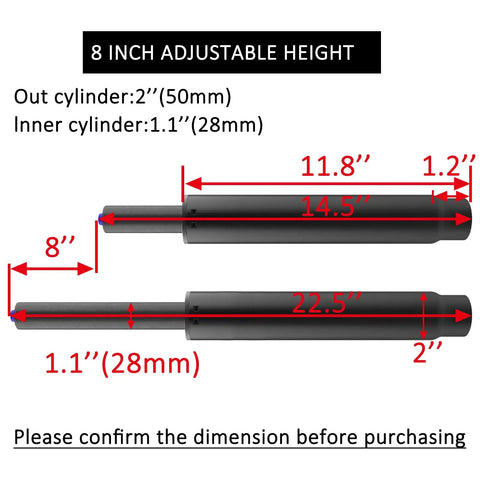 Heavy Duty 8 Inch Gas Lift Cylinder Replacement For Office Chairs 450lbs Long Stroke Pneumatic Shock Piston Universal Size