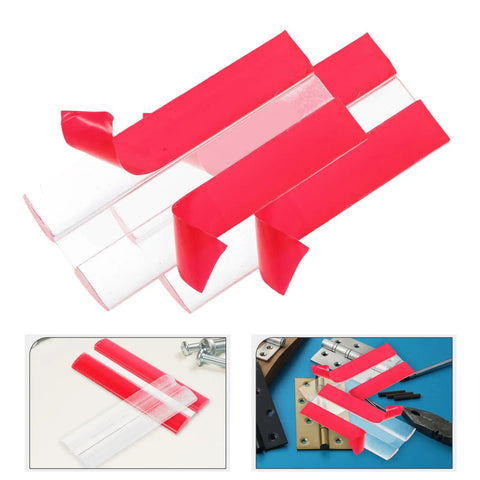 Clear Acrylic Self Adhesive Hinge Set Four Pack Adjustable Folding Hinges with protective red strips