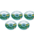 5 Pack Solder Wick Desoldering Braids Copper Alloy Pro Grade 3mm by 1.5m For PCB Repair spools on white background