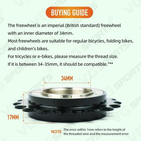 Single Speed Bike Freewheel Ride Ready 18T 34mm Inner Diameter Half Inch By One Eighth Inch Chain Compatibility diagram