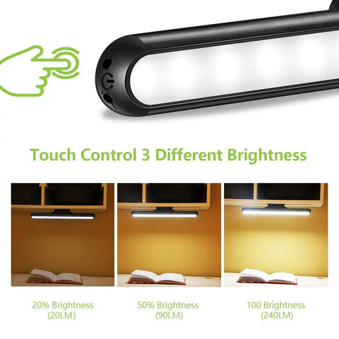 Stick On Reading Light For Bunk Beds And Closets Dimmable Touch Lamp With Magnetic Mount showing brightness levels