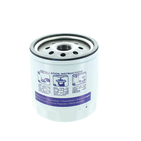OEM Oil Filter 835440 for Marine Engines with installation instructions visible on filter body