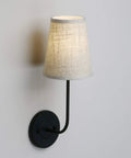 Two Pack Vintage Linen Fabric Shade Wall Sconces Hardwired Bathroom Vanity Lights Black Finish Industrial Wall Mount Fixture
