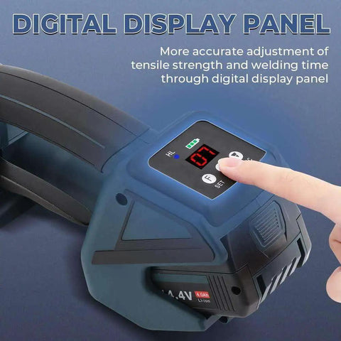 Digital display panel of Heavy Duty Electric Strapping Machine Cordless Auto Welding Bander for precise settings.