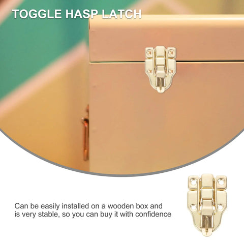 Retro Cabinet Duckbilled Toggle Hasp And Antique Padlock Kit for Small Jewelry Boxes in Golden Finish 10 Pack