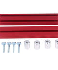 Planing Stop Kit With Pew Dog Positioning Clamp for Workbench Use, aluminum alloy, red bars with silver clamps and bolts
