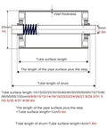 Diagram detailing dimensions for No Sweat Smooth Rolling Heavy Duty Stainless Steel Conveyor Rollers 5 Pack Non Powered Idler Tubes.