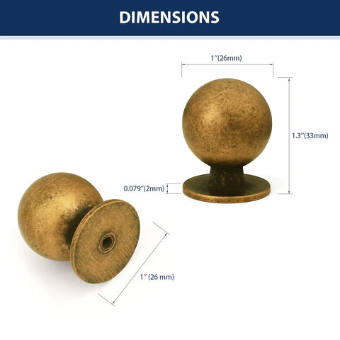Built Like A Tank Solid Zinc Alloy Cabinet Knobs 10 Pack Antique Brass Single Hole Ball Drawer Pulls For Kitchen Cabinets And Dressers Classic Patina No Sweat Mount Pro Grade Hardware
