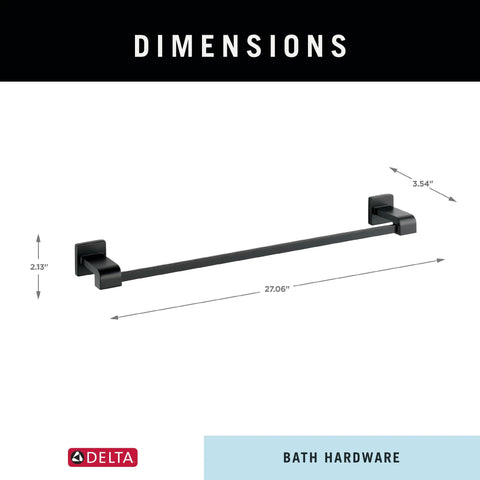 Dimensions of Slick Matte Black 24 Inch Towel Rack Bar For Bathroom And Kitchen Built To Last With Rust Resistant Finish Promotes Airflow