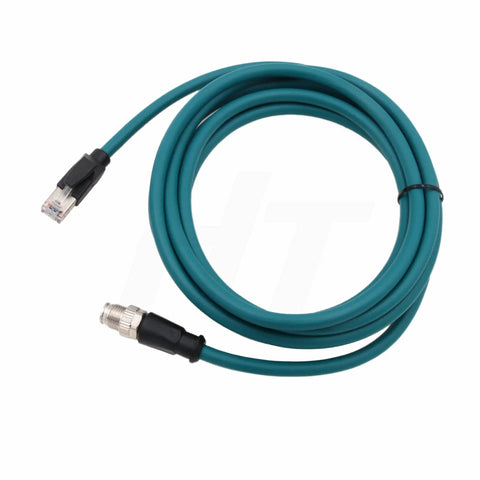 M12 X Code 8 Pin To RJ45 Ethernet Cable Cat7e For Cognex In Sight DataMan Vision Sensors Basler Microscan, 3m coiled
