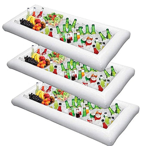 Three Inflatable Serving Bars For Summer Parties With Ice Chiller, Buffet Station, Drink Holder And Cooler Tray, Large 51.5 By 24.5 Inch