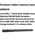 7 Inch Spiral Flexible Rubber Truck Antenna For RAM 1500 2500 3500 4500 5500 2011 To 2026 Short Mast with features list