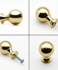 10 Pack Polished Gold Ball Cabinet Knobs Set 1 Inch Diameter Zinc Alloy Dresser Drawer Handles With 1 Inch And 1.5 Inch Screws