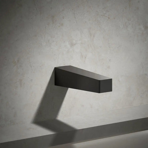 Matte Black Wall Mount Bath Spout For Honesty Collection With No Diverter Design One Half Inch NPT Or Slip Fit Connection on wall