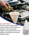 50 Pack Disposable Paper Oil Funnels For Cars No Spill Automotive Fluid Dispenser Cone Funnel Set For SUVs Sedans Trucks in use