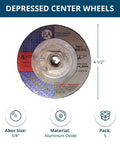 Front view of Workhorse Four And A Half Inch Aluminum Oxide Cut Off Wheels For Angle Grinders With Depressed Center Type 27