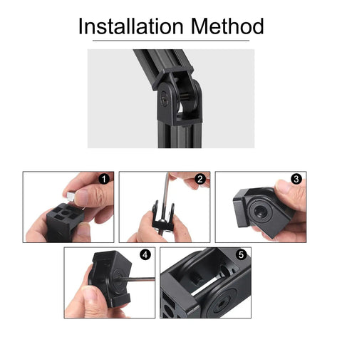 Die Cast Aluminum Pivot Joint 180 Degree Adjustable Flexible Pivot Connector With M8 Screws For 3030 Aluminum Extrusion Profile 8mm Aperture Black Heavy Duty Built To Last For Framing And Robotics installed on 3030 extrusion