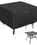 Built Tough Heavy Duty Waterproof Square Table Cover 38 by 38 Inches for Outdoor Patio Tables, black cover on metal table