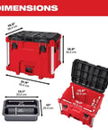 Image showing dimensions of XL Heavy Duty Tool Box With Organizer Tray, IP65 Water And Dust Seal, Metal Reinforced Corners.
