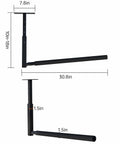 Adjustable Ladder Ceiling Rack For Overhead Garage Storage Holds Up To 150 Lbs dimensions diagram showing metal frame.
