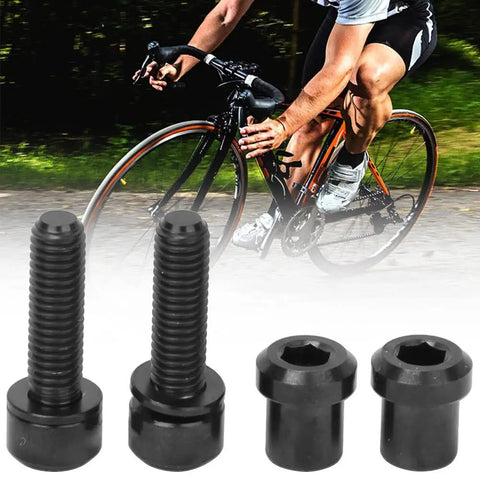 Fresh TC4 Titanium Alloy Stem Screws Set With Integrated Rubber Gasket M5X18MM Bike Bolts for road and mountain cycles close-up.