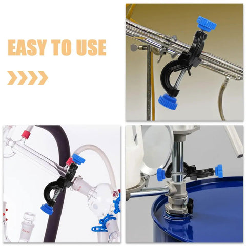 Three Pack Black Aluminum Cross Clamps With Dual Screw Boss Head Adjustable Lab Stand Holder Rock Solid Grip on lab equipment