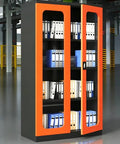Heavy Duty Rolling Tool Chest And Garage Storage Cabinet Built Like A Tank With Thick Cold Rolled Steel And Multiple Drawers For Serious Shop Organization And Gear Safety On The Daily in a workspace with filled shelves.