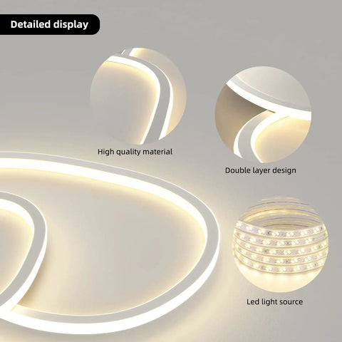 Close-up of Cloud LED Ceiling Light With Rotatable Edge For Modern Homes showing double layer and LED light source.