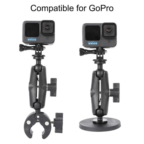 Dope Motorcycle Handlebar Magnetic Mount Kit For Action Cameras With 1/4 Inch Thread 360 Degree Rotating Ball Head Clamp Durable GoPro And Insta360 Mounts Works With X3 X4 X5 And GoPro Hero 13 12 11 10 9 8 includes camera mounts with clamp and magnetic base