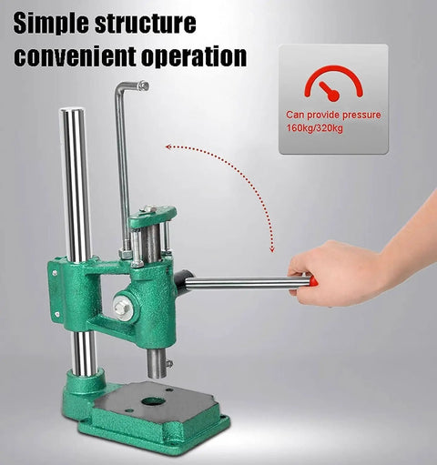 Versatile Desktop Manual Arbor Press Machine For Leather Punching Wood Shaping And Aluminum Forming With Chuck Kit For Crimping Riveting And Metal Engraving Smooth Hand Crank Operation Lets You Knock Out Any Shop Task Fast