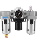 Front view of Oil Water Separator For Air Compressor, Pneumatic Filter Regulator With Lubricator, aluminum alloy air treatment system.