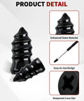 Close-up of black screw type plugs from Self Service Tire Repair Kit With 60 Piece Rubber Nail Plugs And Screw Type Plugs Plus Screwdriver For Car Truck Motorcycle Tractor Puncture Repair On The Go, showing enhanced outer material and deepened cross slot.