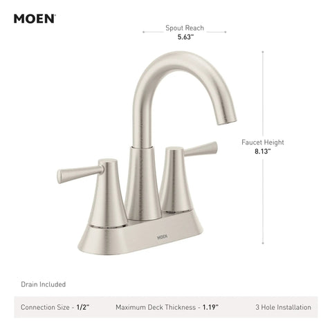 Spot Resist Brushed Nickel Two Handle 4 Inch Centerset Bathroom Faucet With Push Down Drain And Easy Temperature Control Sleek Modern Look For Any Bath Makeover