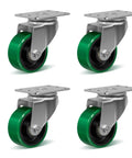 Badass Heavy Duty Swivel Caster Wheels 3 Inch Polyurethane Tread Steel Core 1400 Lb Capacity Non Marking Industrial Cart Wheels set of four