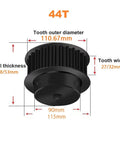 Rock Hard 50 Tooth 8M Htd Timing Pulley Built Tough From Premium Carbon Steel High Octane Drive fits 10 To 30 Mm Shafts, 44T design.
