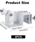 4 Pack Universal Solar Panel Gutter Mounts For Ring Blink Arlo And More White Clip On No Drill Install Weatherproof Aluminum Alloy And ABS Plastic Durable Outdoor Power System Mounts with size dimensions labeled.