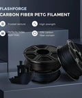 Carbon Fiber PETG 3D Printer Filament 1.75mm, 1kg Spool Black, high strength, frosted texture, perfect for precise, durable prints
